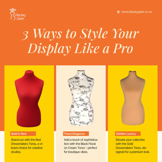 Red Dressmakers Torso from DisplayGeek – vibrant mannequin torso for fashion displays, boutiques, and studios