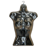 Female Shiny chrome 3 Quarter Hanging Body Form Mannequin