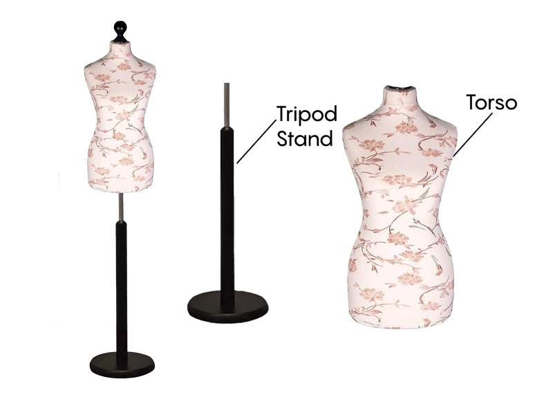 Display Geek Female Dressmakers Dummy Mannequin Brown Flower on Cream Torso with Black wood Round Base Stand Display Geek Female Dressmakers Dummy Mannequin Brown Flower on Cream Torso with Black wood Round Base Stand
