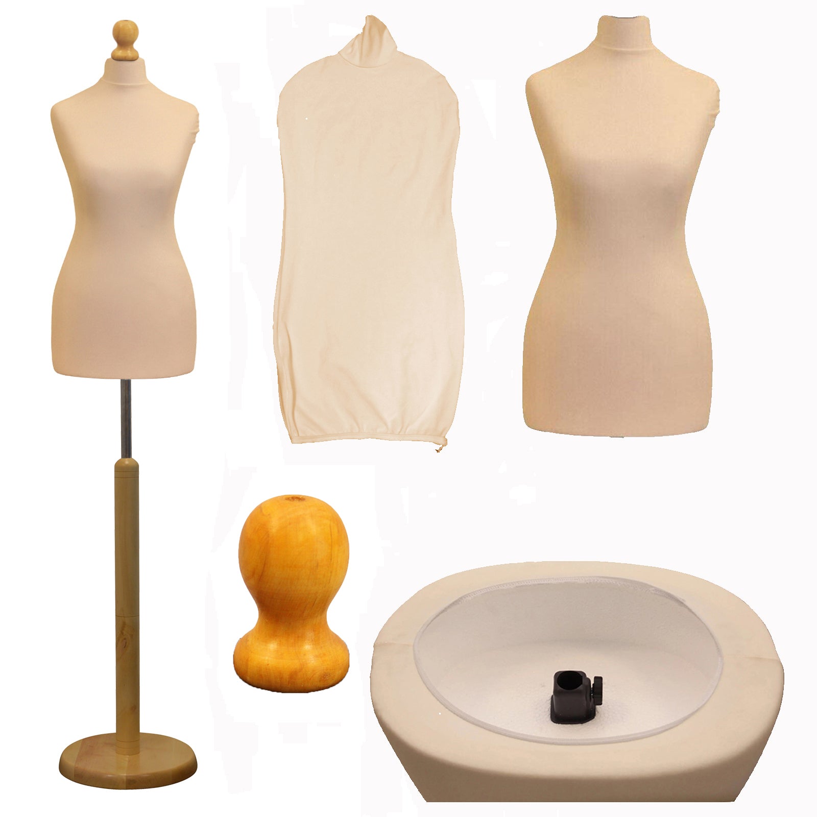Display Geek Female Dressmakers Dummy Cream Torso with Lightwood Round Base Stand Display Geek Female Dressmakers Dummy Cream Torso with Lightwood Round Base Stand