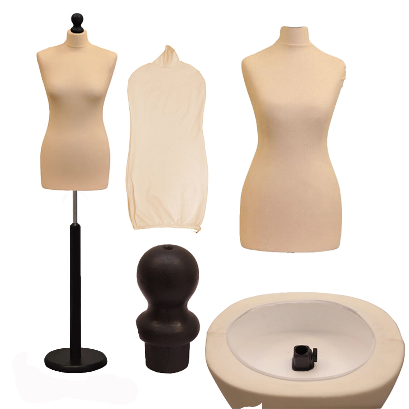 Display Geek Female Dressmakers Dummy Cream Torso with Black Round Base Stand Display Geek Female Dressmakers Dummy Cream Torso with Black Round Base Stand