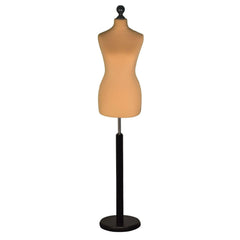 Female Tailors Mannequin Gold with Choice of Black Round Base Stands