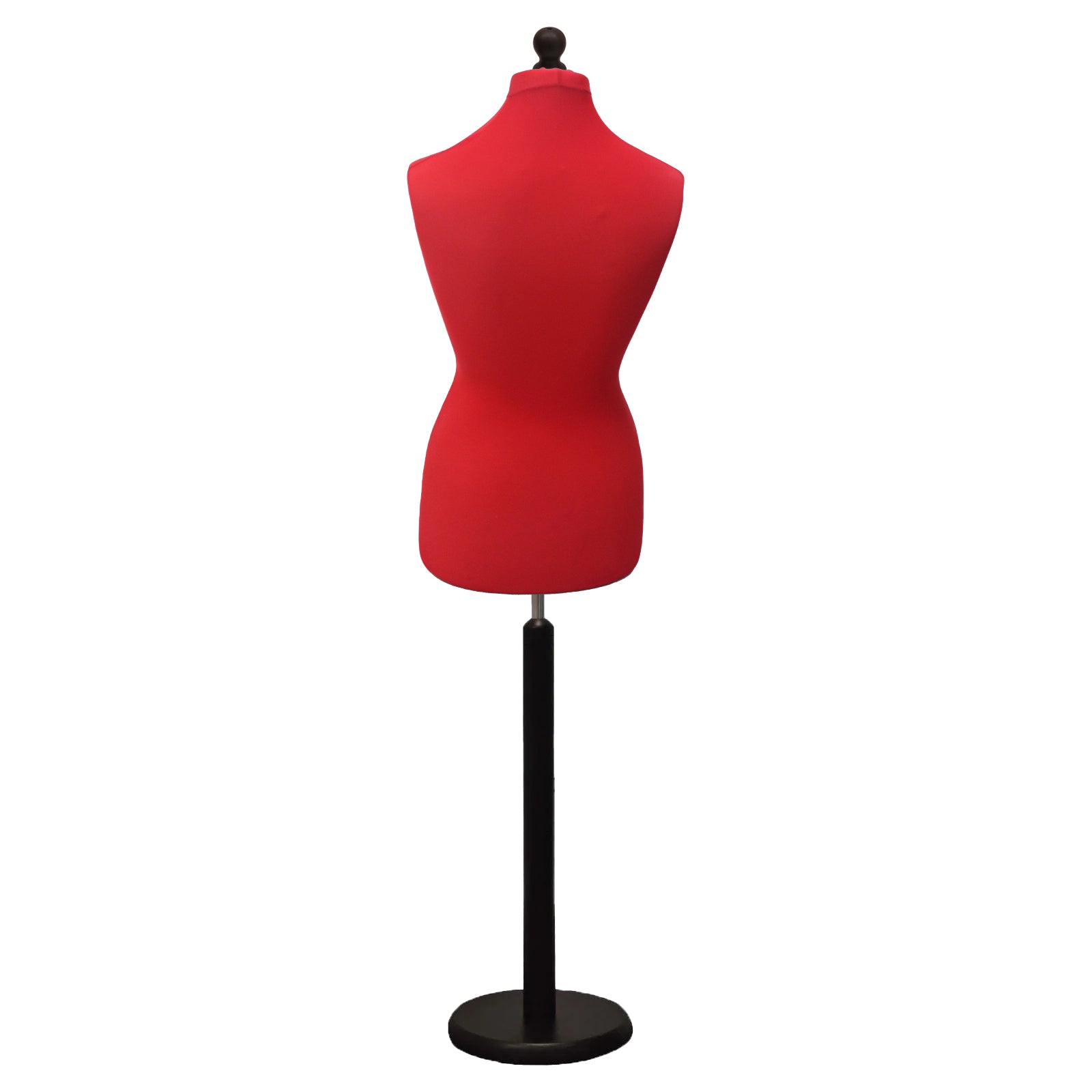 Display Geek Female Dressmakers Dummy Red Torso with Blackwood Round Base Stand Display Geek Female Dressmakers Dummy Red Torso with Blackwood Round Base Stand