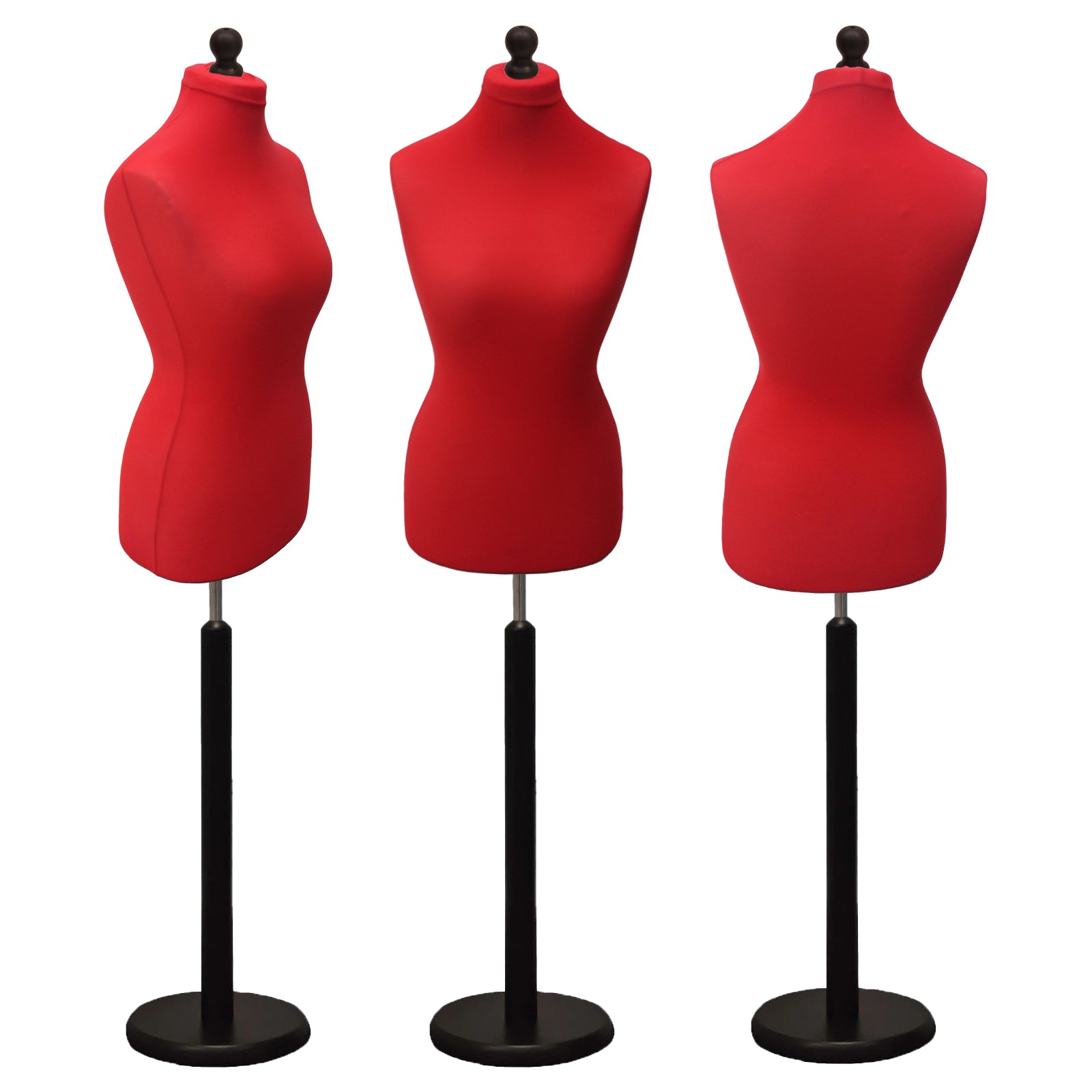 Display Geek Female Dressmakers Dummy Red Torso with Blackwood Round Base Stand Display Geek Female Dressmakers Dummy Red Torso with Blackwood Round Base Stand