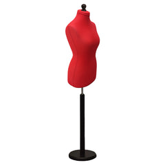 Display Geek Female Dressmakers Dummy Red Torso with Blackwood Round Base Stand