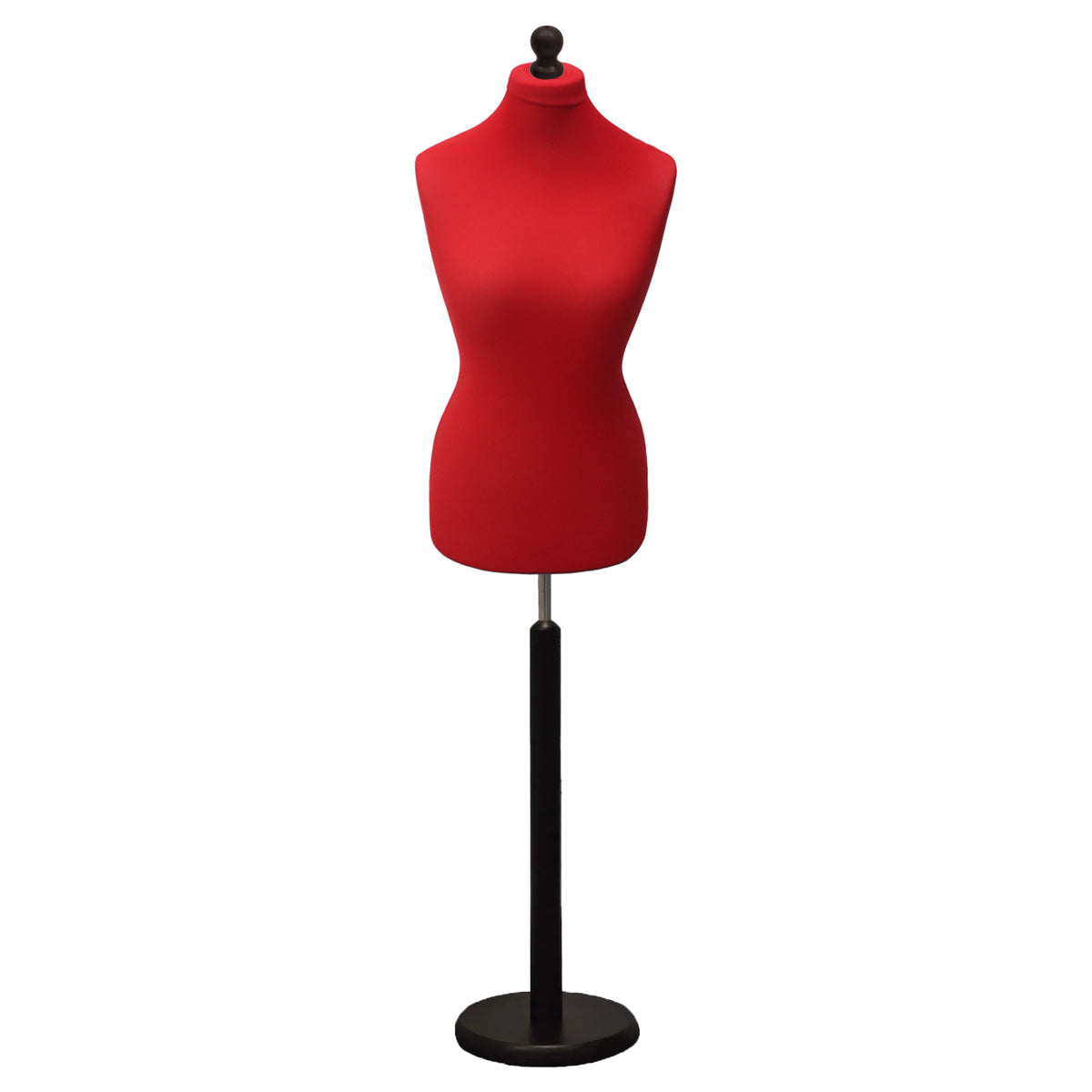 Display Geek Female Dressmakers Dummy Red Torso with Blackwood Round Base Stand