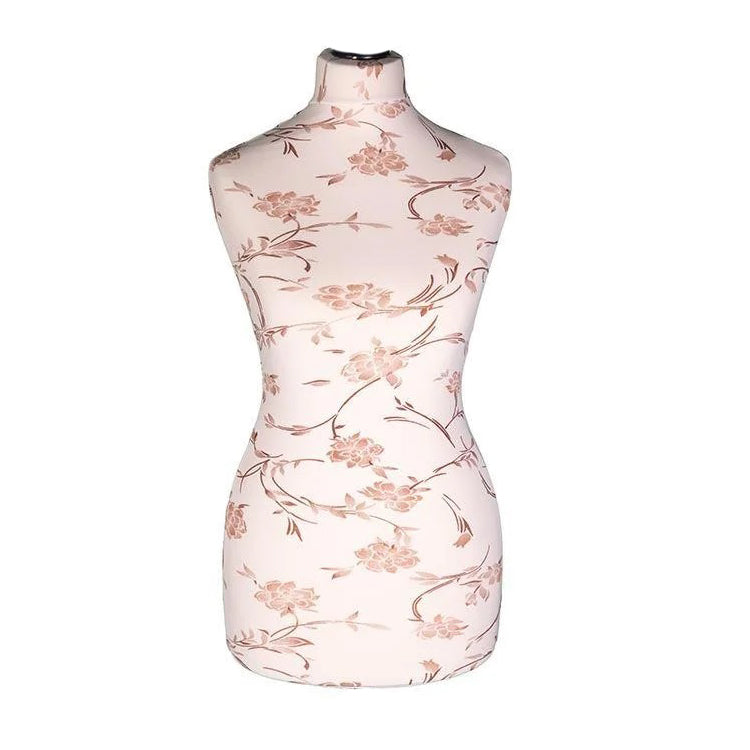 Display Geek Female Dressmakers Dummy Mannequin Brown Flower on Cream Torso with Light Wood Round Base Stand Display Geek Female Dressmakers Dummy Mannequin Brown Flower on Cream Torso with Light Wood Round Base Stand