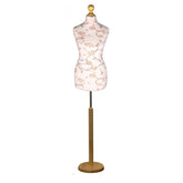 Female dressmakers dummy cream torso with silverwood round base
