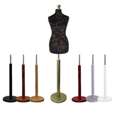 Female Tailors Dummy Brown Floral On Black with Choice of Round Base Stands