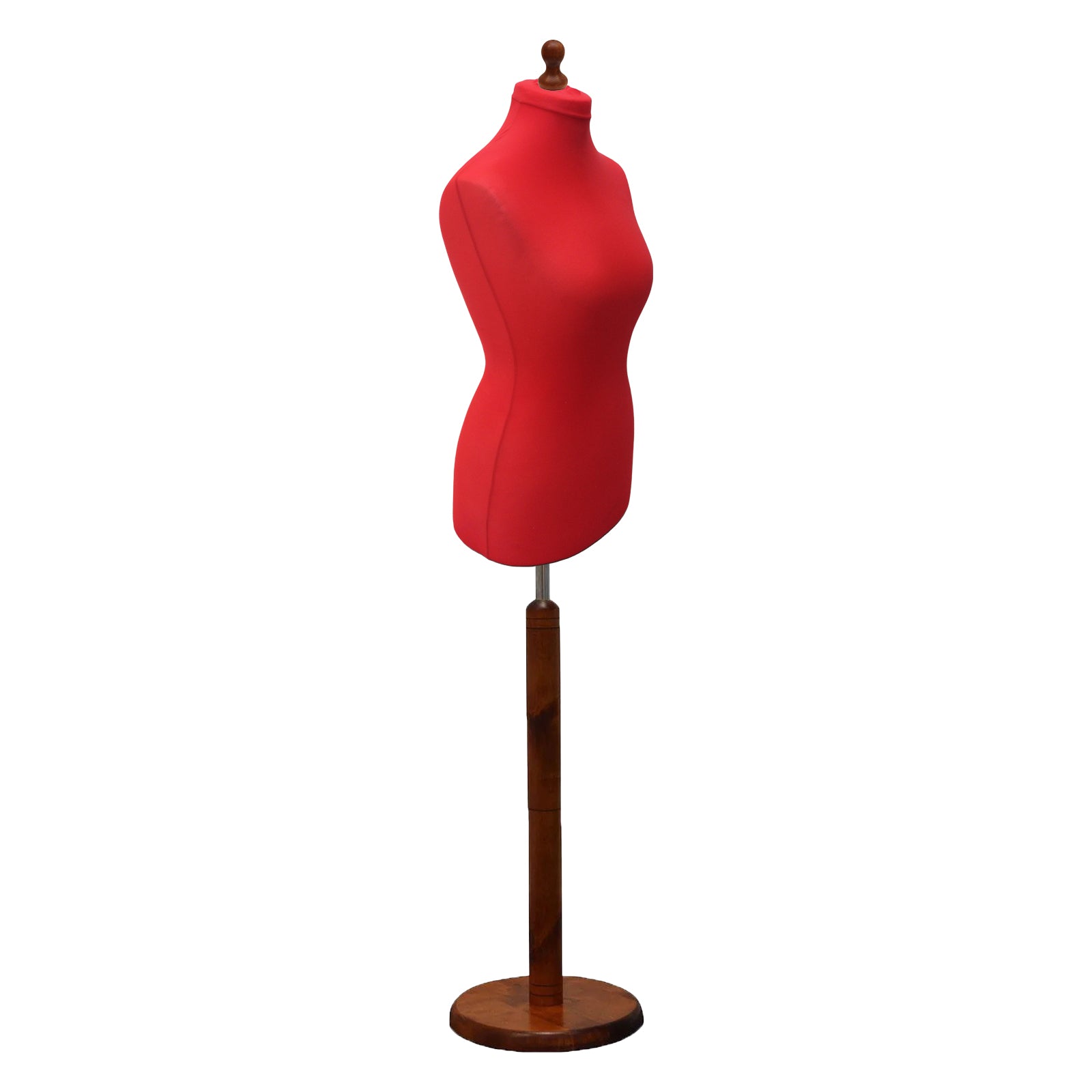 Display Geek Female Dressmakers Dummy Red Torso with Darkwood Round Base Stand Display Geek Female Dressmakers Dummy Red Torso with Darkwood Round Base Stand