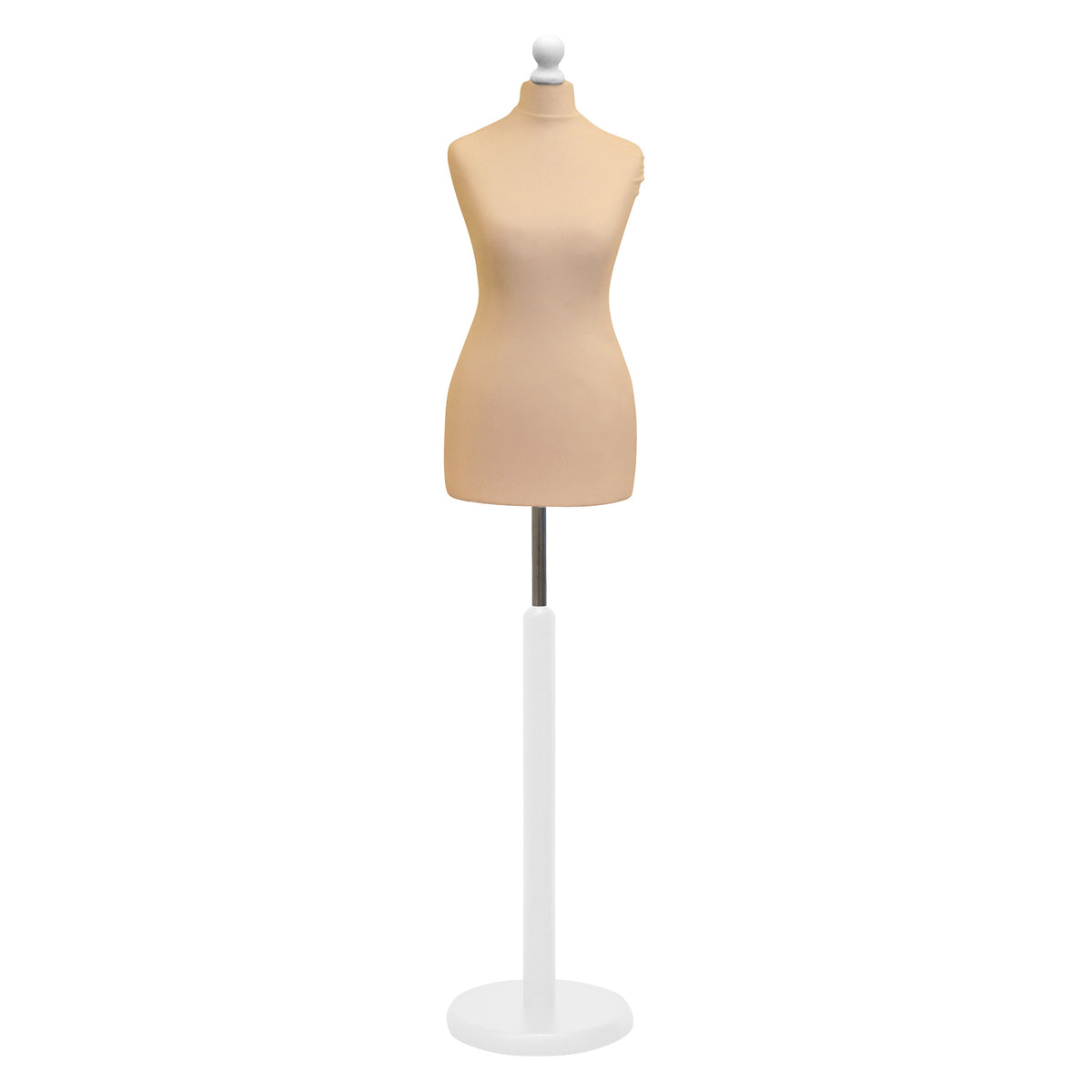 Display Geek Female Dressmakers Dummy Cream Torso with White Round Base Stand