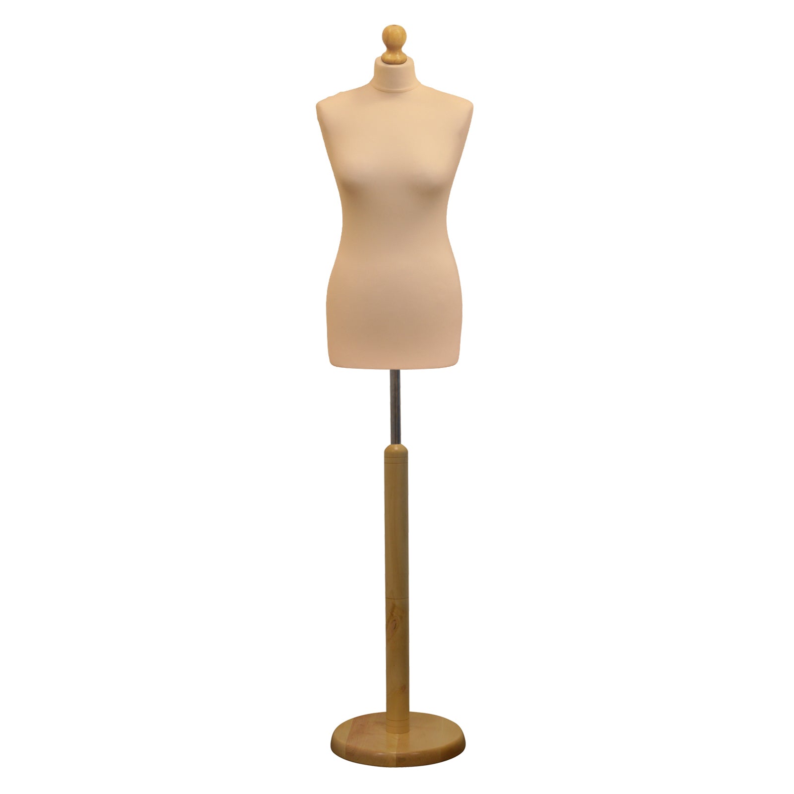 Display Geek Female Dressmakers Dummy Cream Torso with Lightwood Round Base Stand Display Geek Female Dressmakers Dummy Cream Torso with Lightwood Round Base Stand