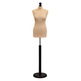 Display Geek Female Dressmakers Dummy Cream Torso with Black Round Base Stand