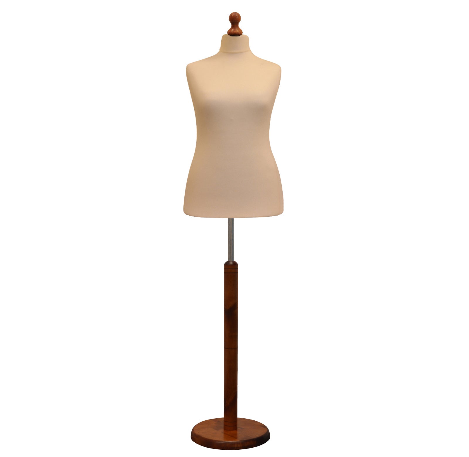 Display Geek Female Dressmakers Dummy Cream Torso with Darkwood Round Base Stand Display Geek Female Dressmakers Dummy Cream Torso with Darkwood Round Base Stand