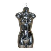 Female Full Size Shiny Chrome Hanging Body Form Display Mannequin