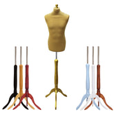 Male dressmakers Dummy with Gold wood Tripod