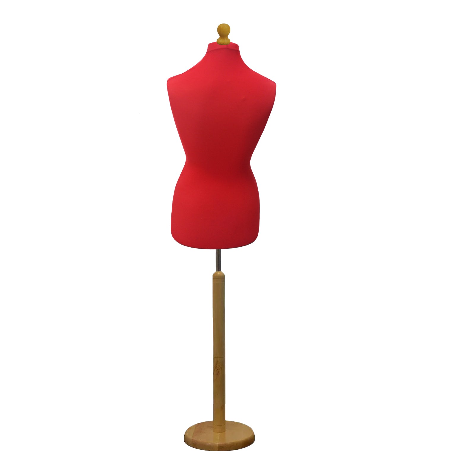 Display Geek Female Dressmakers Dummy Red Torso with Lightwood Round Base Stand Display Geek Female Dressmakers Dummy Red Torso with Lightwood Round Base Stand