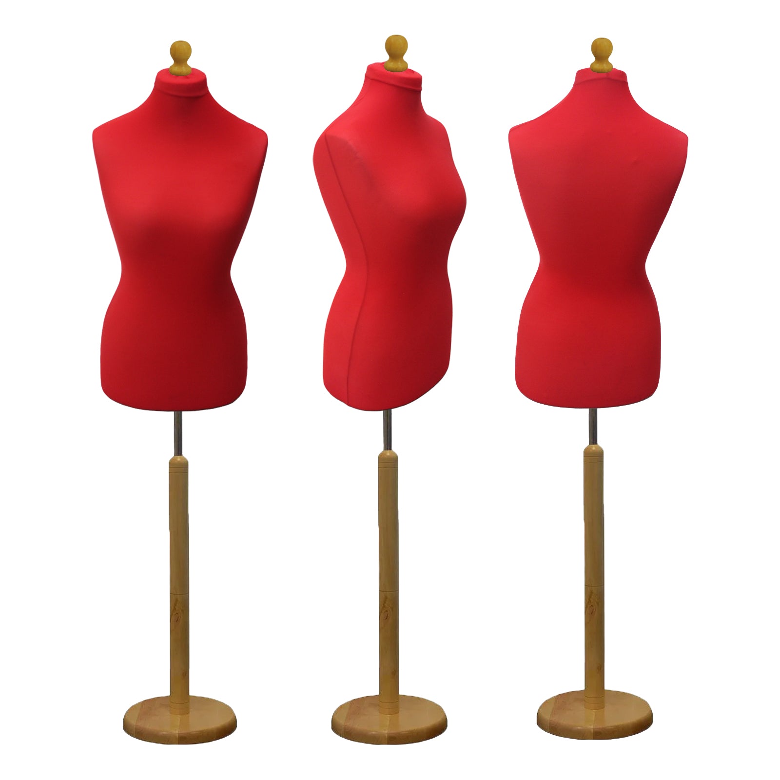 Display Geek Female Dressmakers Dummy Red Torso with Lightwood Round Base Stand Display Geek Female Dressmakers Dummy Red Torso with Lightwood Round Base Stand