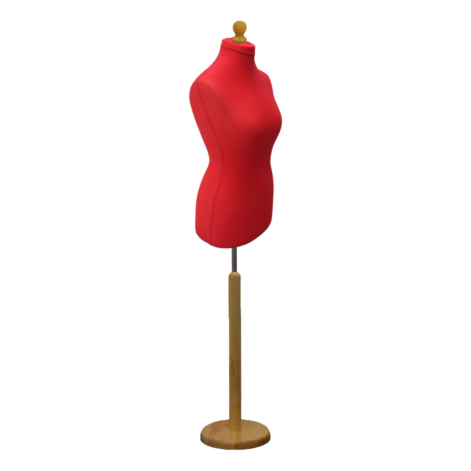 Display Geek Female Dressmakers Dummy Red Torso with Lightwood Round Base Stand Display Geek Female Dressmakers Dummy Red Torso with Lightwood Round Base Stand