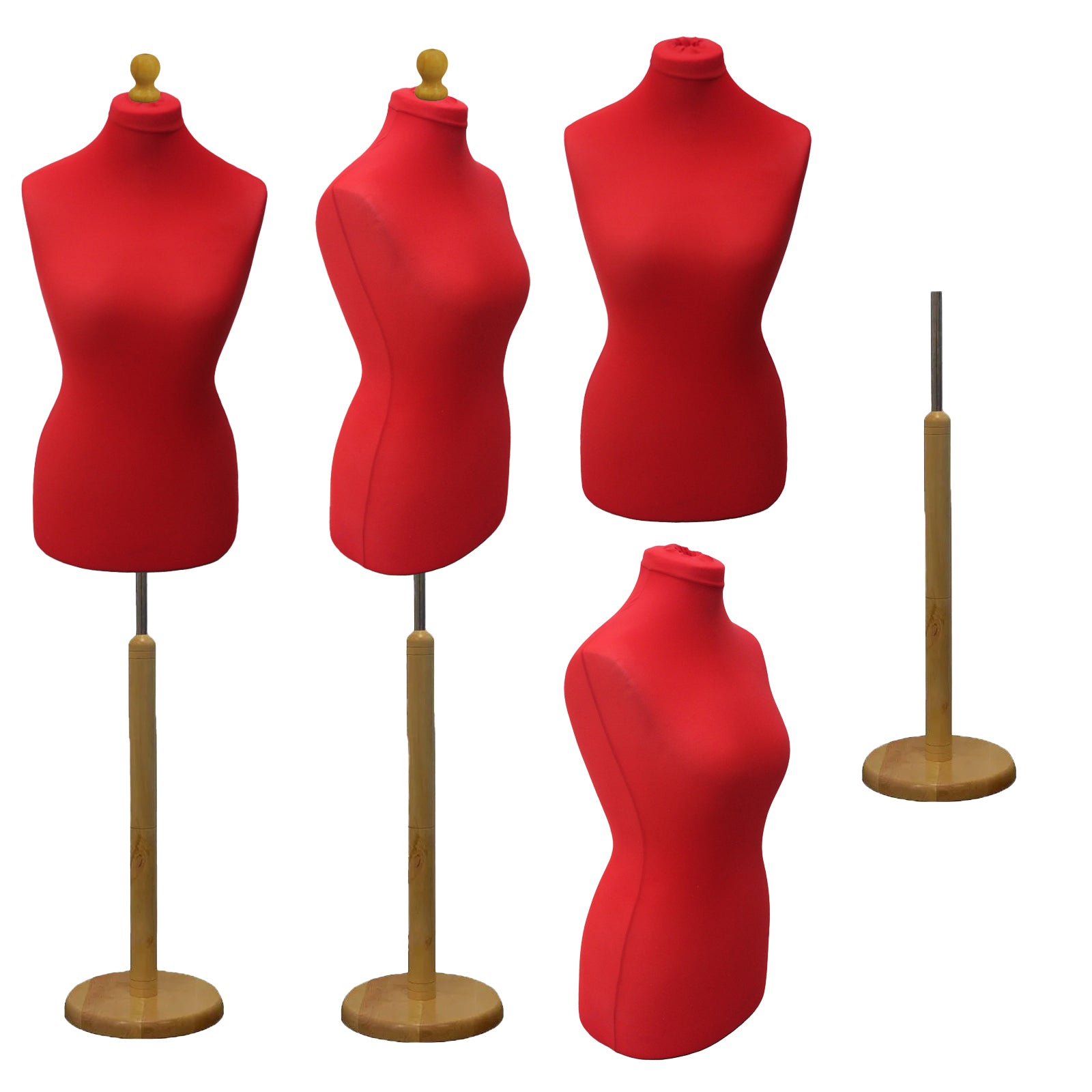 Display Geek Female Dressmakers Dummy Red Torso with Lightwood Round Base Stand Display Geek Female Dressmakers Dummy Red Torso with Lightwood Round Base Stand