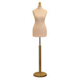 Display Geek Female Dressmakers Dummy Cream Torso with Lightwood Round Base Stand