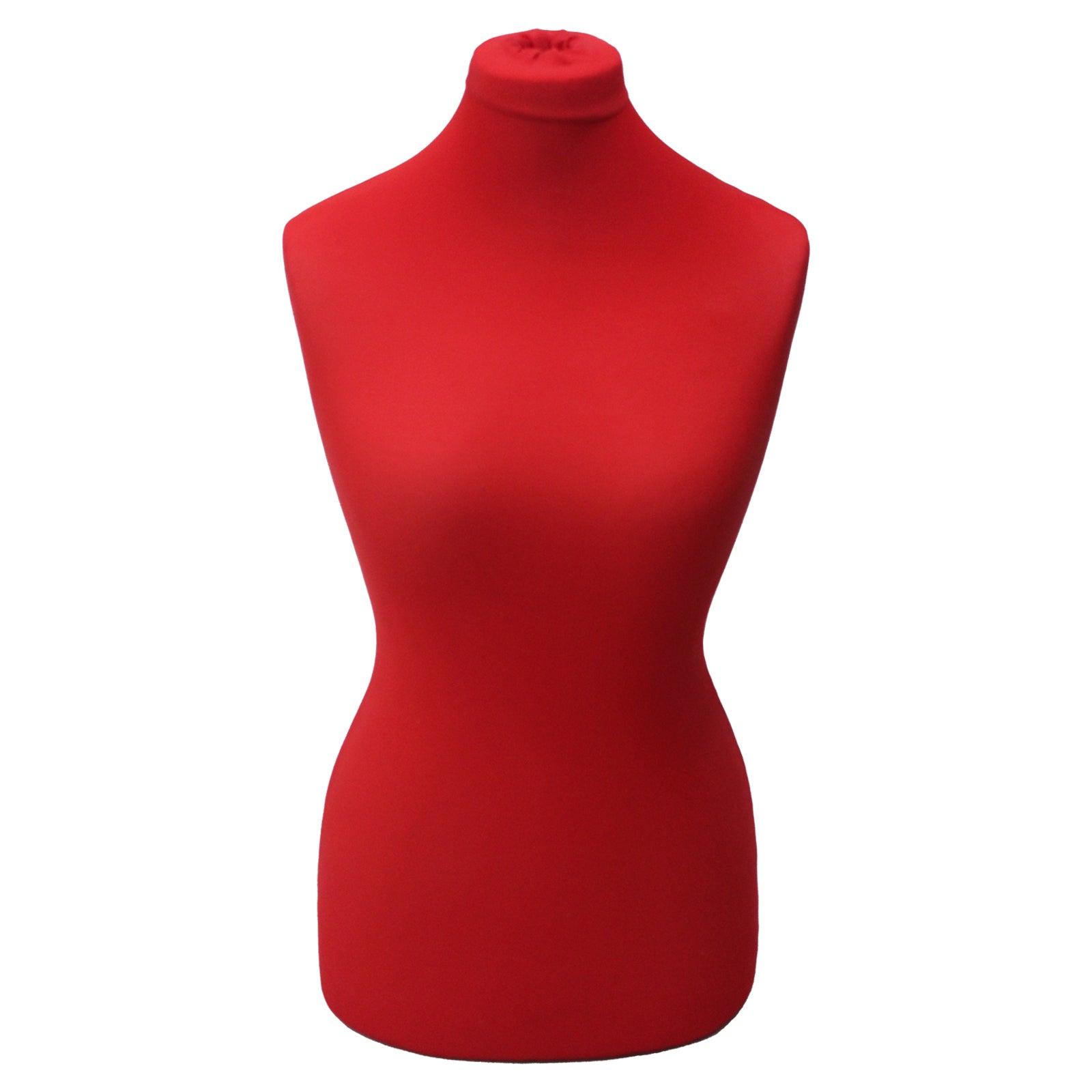 Female dressmakers dummy red torso with silverwood round base Female dressmakers dummy red torso with silverwood round base