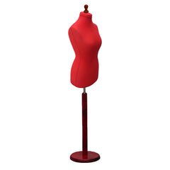 Display Geek Female Dressmakers Dummy Red Torso with Redwood Round Base Stand