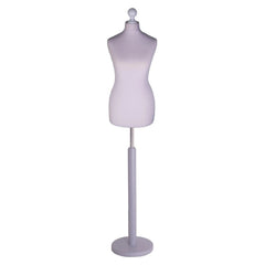 Display Geek Female Dressmakers Dummy Silver Torso with Silverwood Round Base Stand