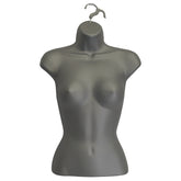 Half Body 3/4 Female Silver Hanging Plastic Body Form Mannequin