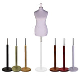 Female Dressmakers Dummy Silver with Choice of Round Base Stands