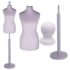 Display Geek Female Dressmakers Dummy Silver Torso with Silverwood Round Base Stand