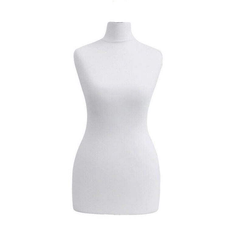 Display Geek Female Dressmakers Dummy White Torso with Light wood Round Base Stand Display Geek Female Dressmakers Dummy White Torso with Light wood Round Base Stand