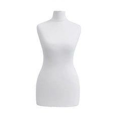 Display Geek Female Dressmakers Dummy White Torso with Light wood Round Base Stand