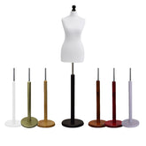 Female Tailors Mannequin White with Choice of Round Base Stands