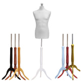 Male Dressmakers Dummy White With Choice of Tripod stands