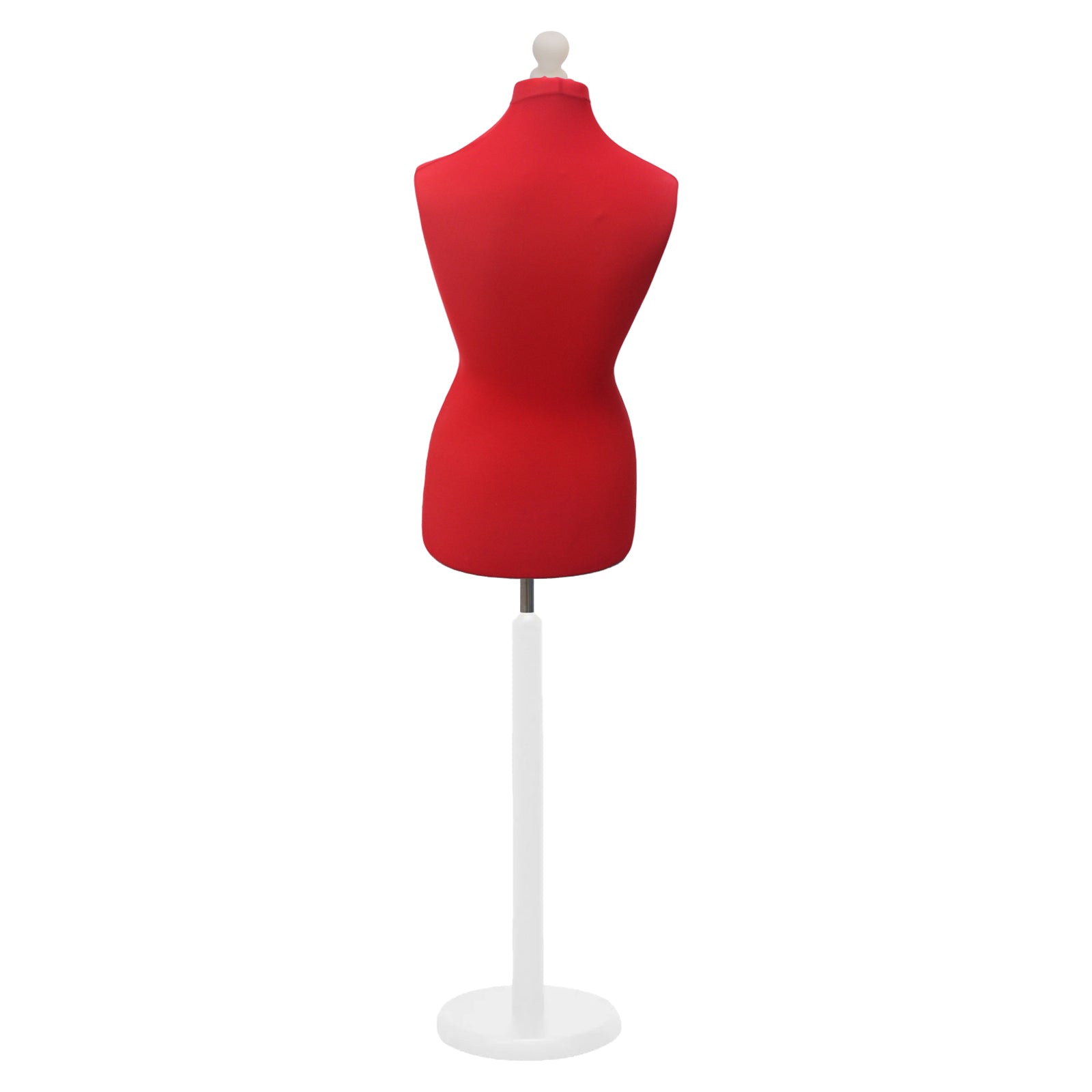 Display Geek Female Dressmakers Dummy Red Torso with Whitewood Round Base Stand Display Geek Female Dressmakers Dummy Red Torso with Whitewood Round Base Stand