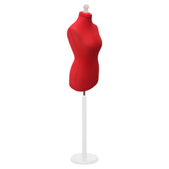Display Geek Female Dressmakers Dummy Red Torso with Whitewood Round Base Stand