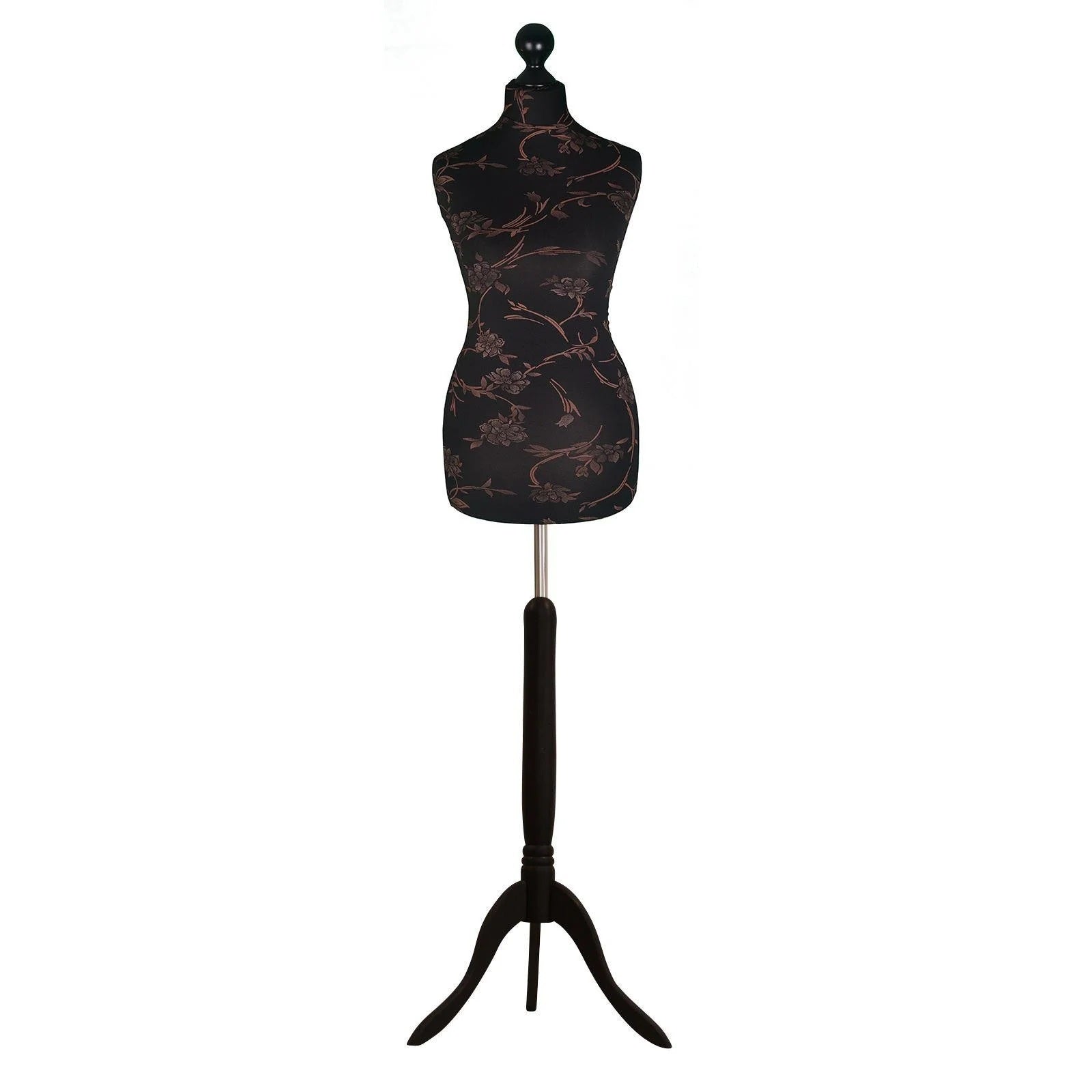 Brown Flower on black Mannequin with Black wood Tripod stand Brown Flower on black Mannequin with Black wood Tripod stand