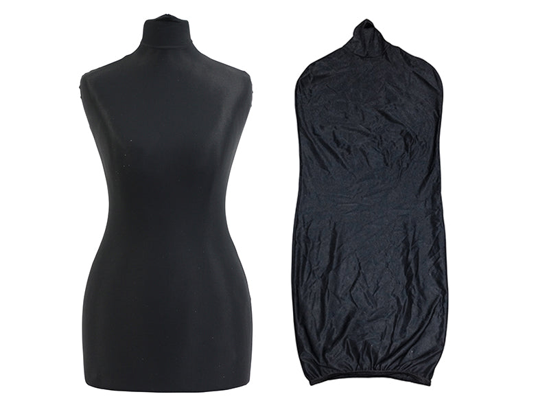 Display Geek Female Dressmakers Dummy Black Torso with Darkwood Round Base Stand Display Geek Female Dressmakers Dummy Black Torso with Darkwood Round Base Stand