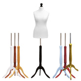Female Tailors Mannequin White with choice of Tripod stands