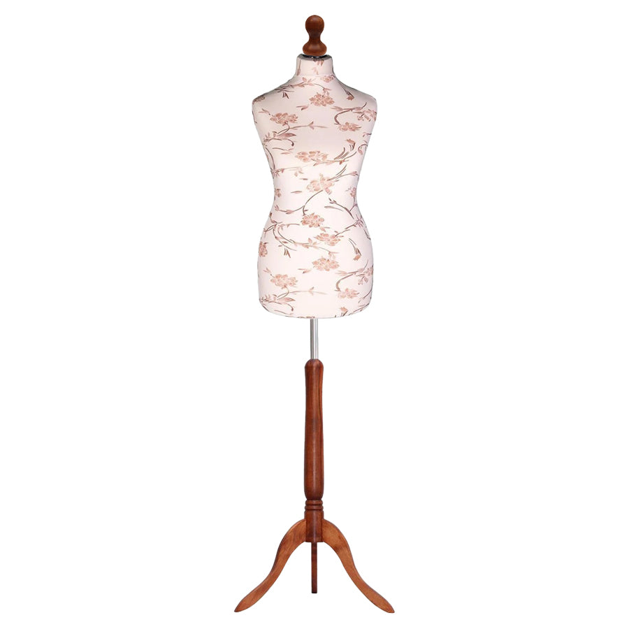 Brown Floral Mannequin with Darkwood Tripod Stand
