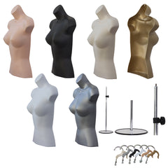 Half Body 3/4 Female Hanging Plastic Body Form Mannequin