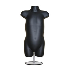 Children's Hanging Plastic Mannequin Body Form with Round base stand black