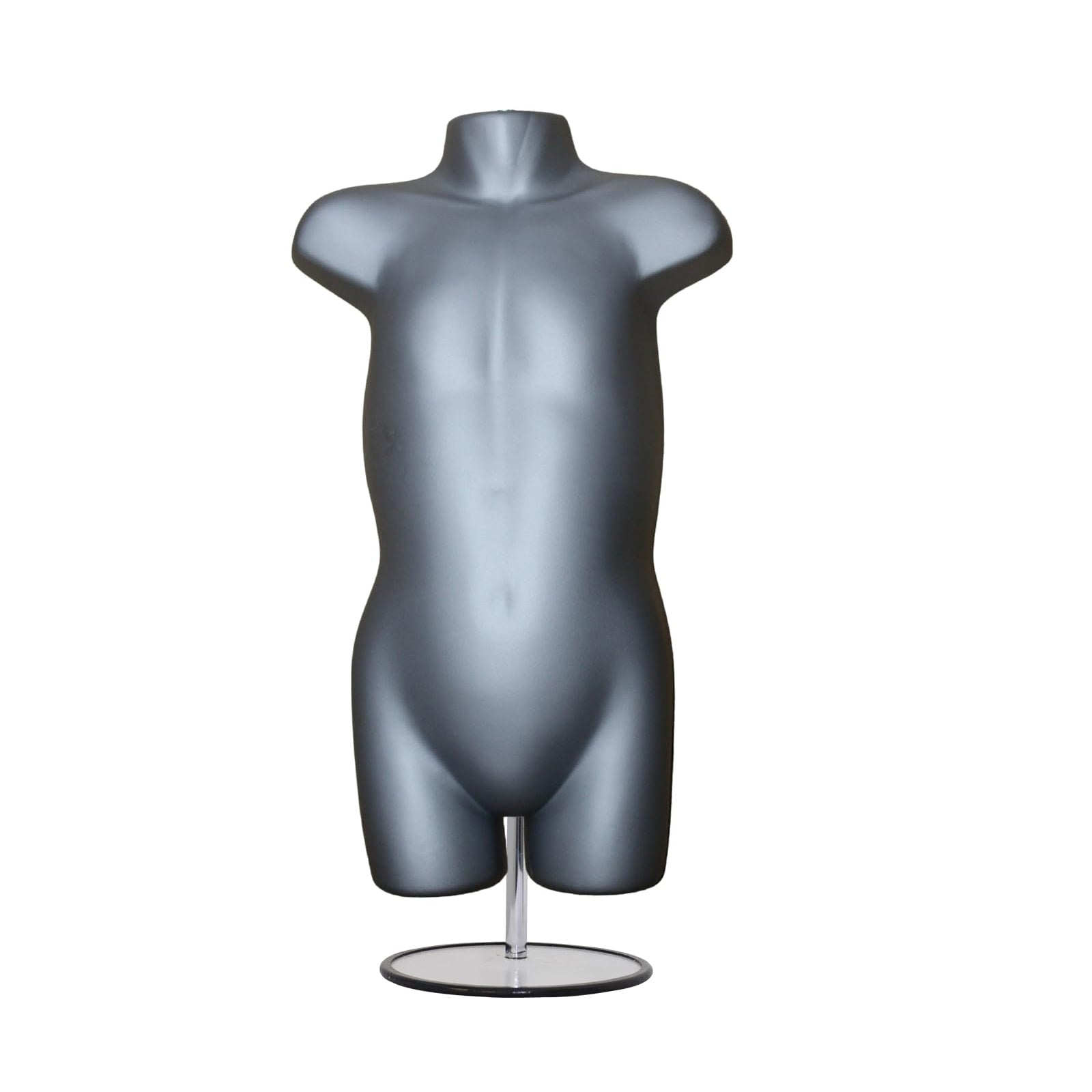 Children's Hanging Plastic Mannequin Body Form with Round base stand silver