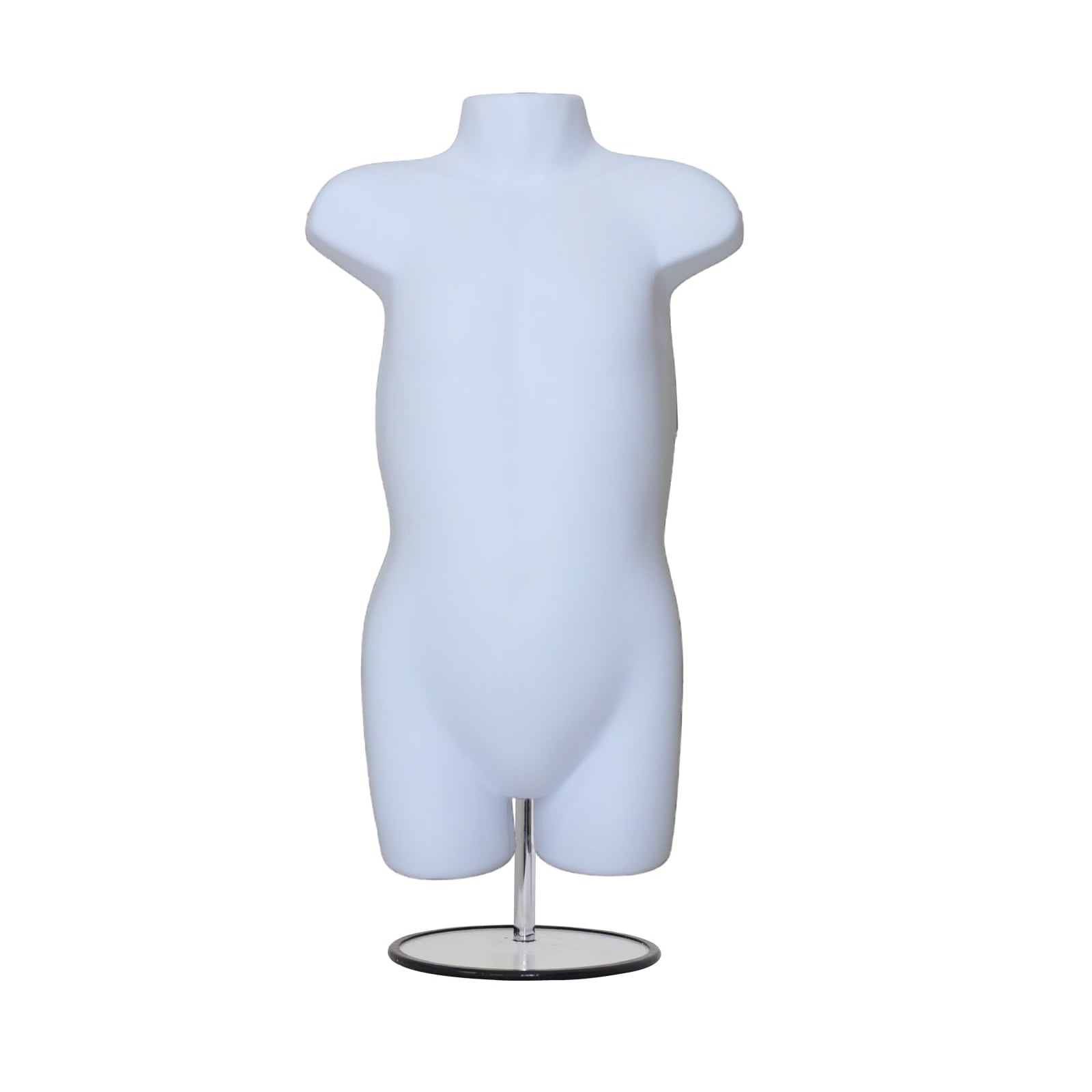 Children's Plastic White Mannequin Body Form with Round base stand