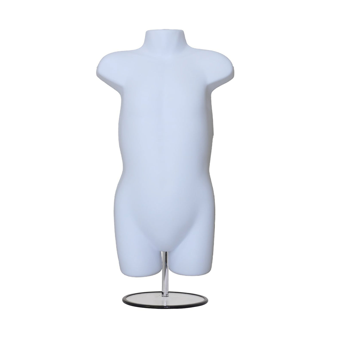 Children's Plastic White Mannequin Body Form with Round base stand