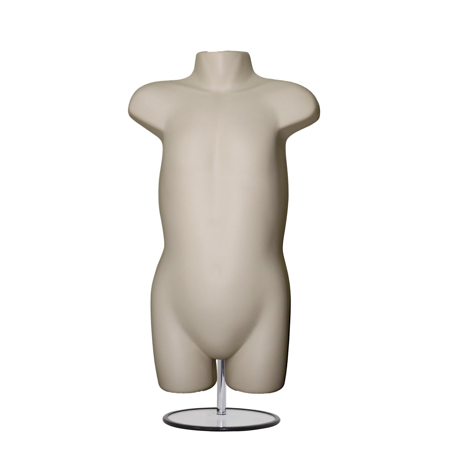Children's Hanging Plastic Mannequin Body Form with Round base stand light skin