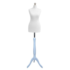 Female Tailors Mannequin White with Silverwood Tripod stands