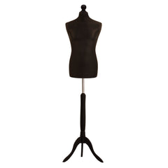 Male Dressmakers Mannequin Black With Blackwood Tripod stand