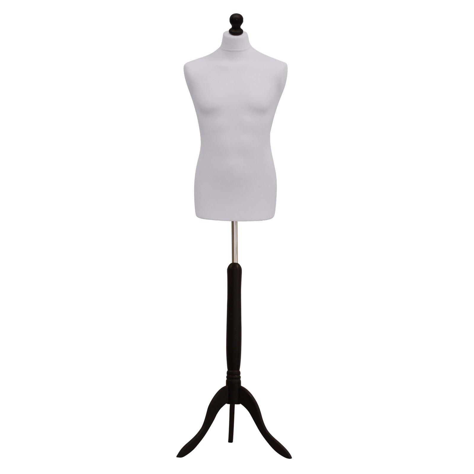 Male Tailors Mannequin Silver With Choice of Black Tripod stands